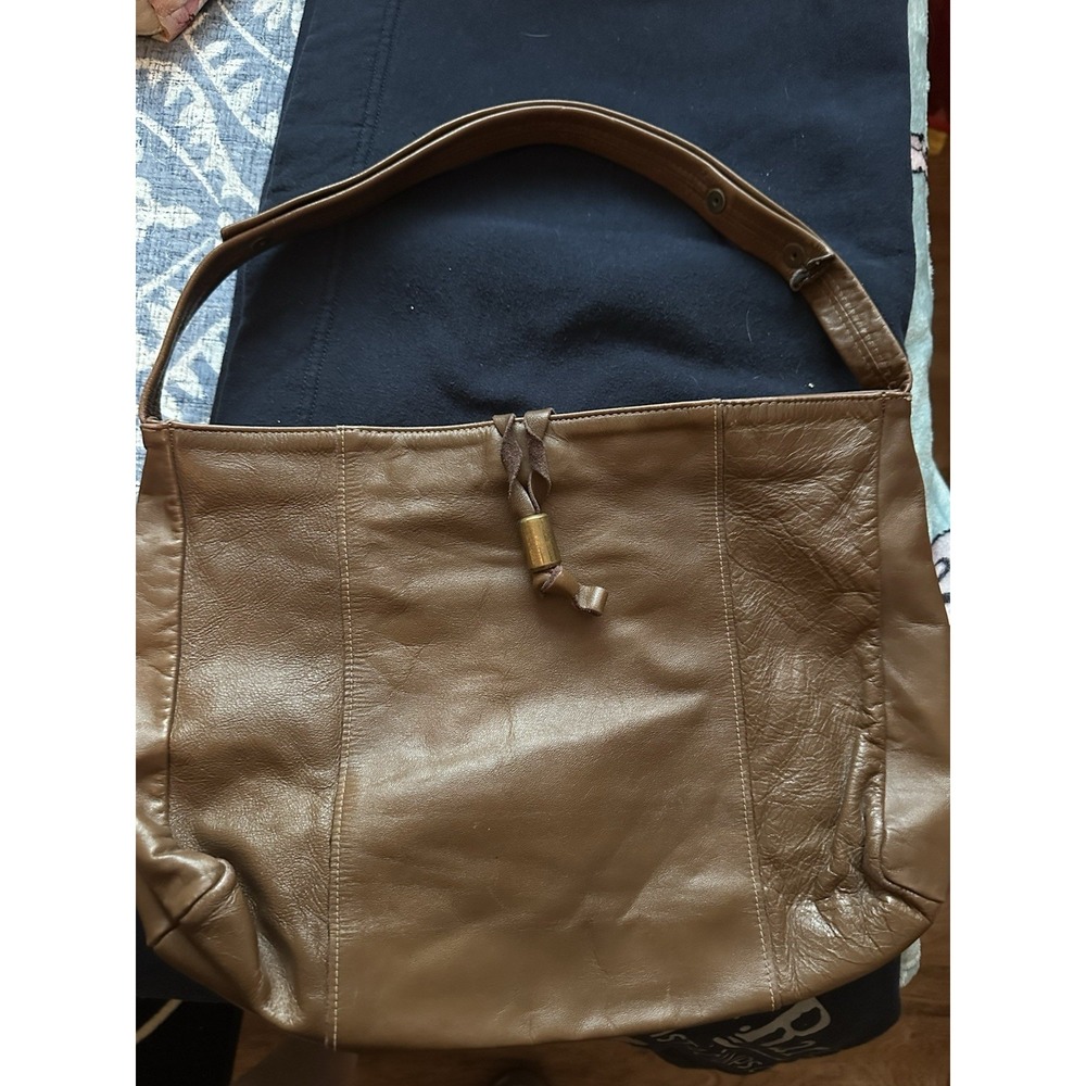 Retro Vintage GANSON Tan Pliable Leather Satchel Shoulder Bag